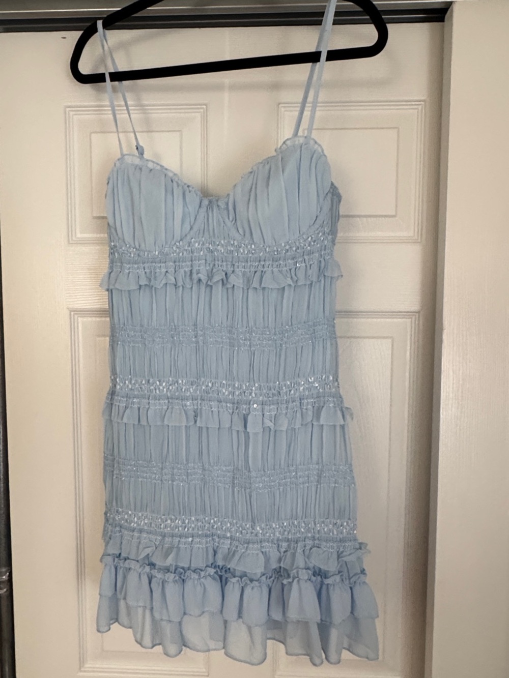 Hello Molly Light Blue Ruffled Mini Dress